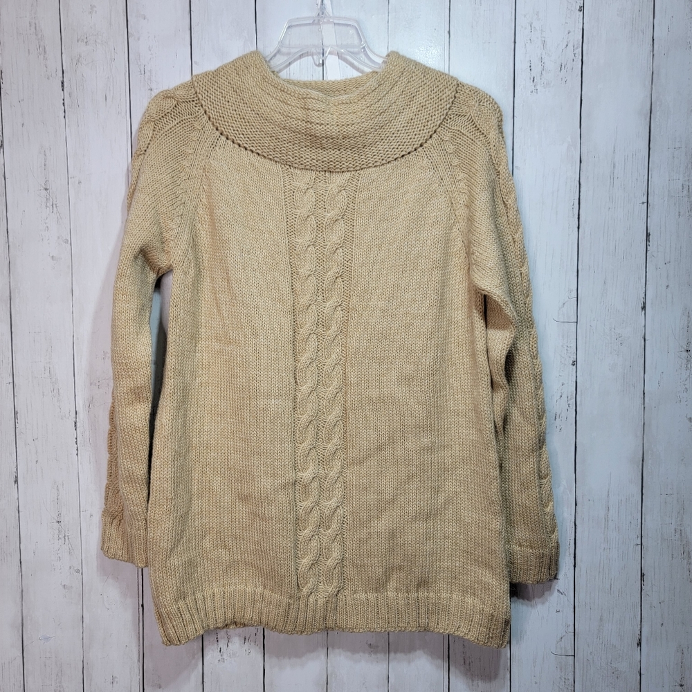 Sanyork Fairtrade Peru 100% Alpaca Women's Brown Cableknit Sweater Size Xl.